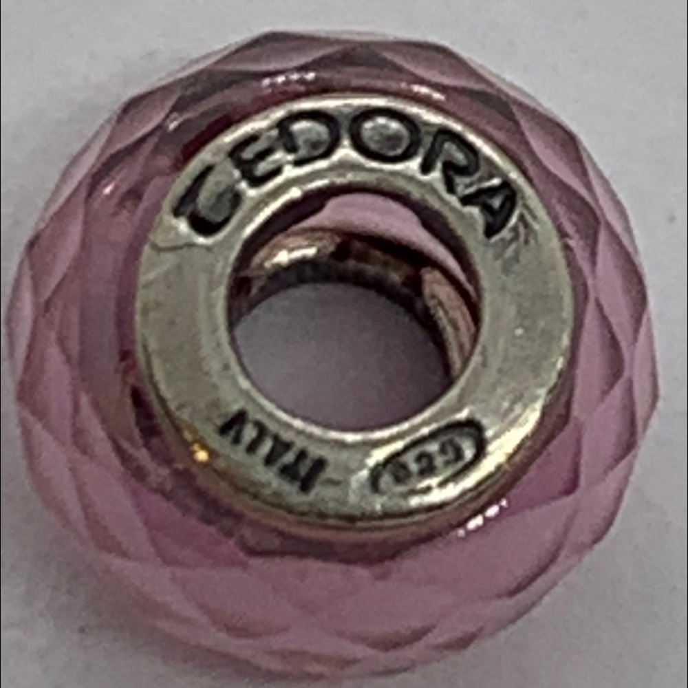 3 Charm Beads: 2 Glitter & Pink Sterling Italy - Picture 5 of 6